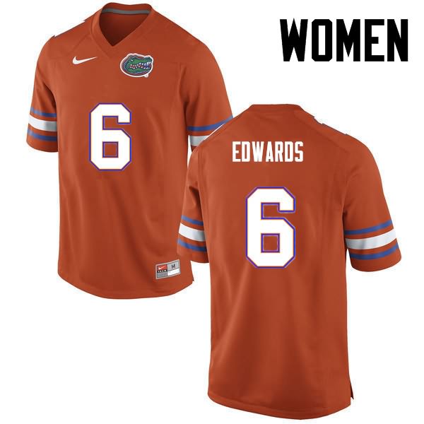 Women's NCAA Florida Gators Brian Edwards #6 Stitched Authentic Nike Orange College Football Jersey CAQ1065XF